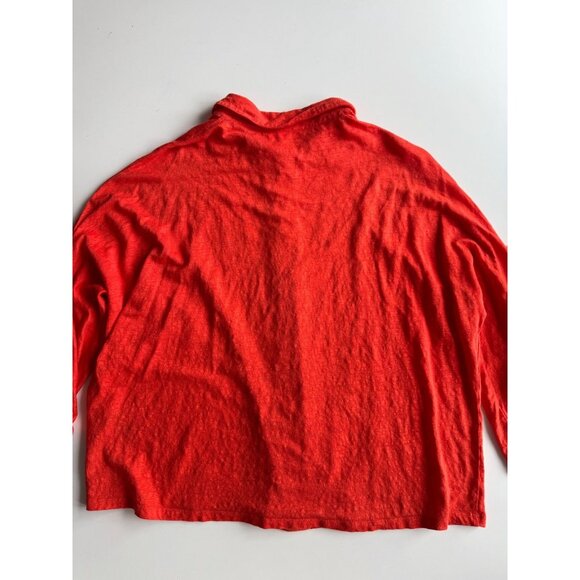 MAJESTIC FILATURES Orange Red Linen Button Down Shirt Top, Size 3/M - Picture 10 of 16